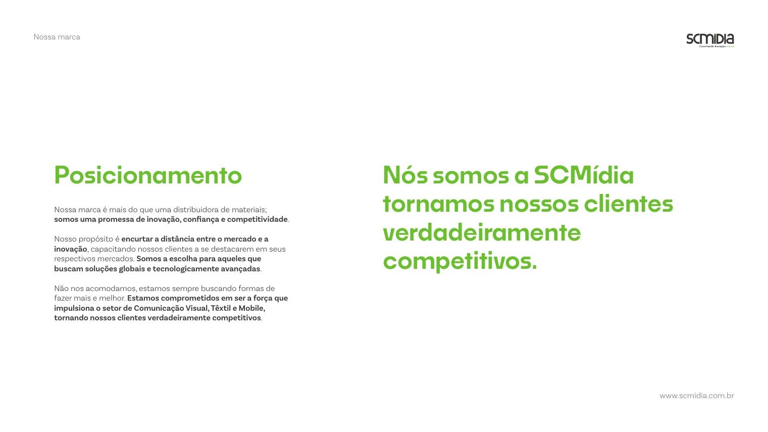 Manual page with the brand positioning statement