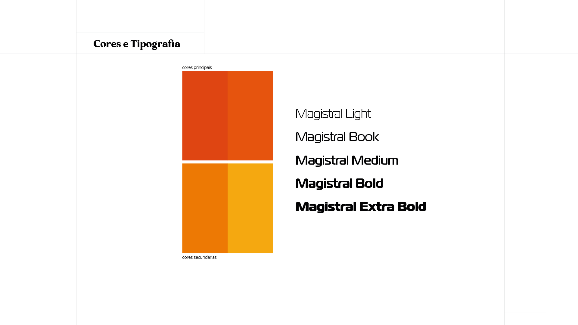 Primary and secondary color palette with the Magistral type family