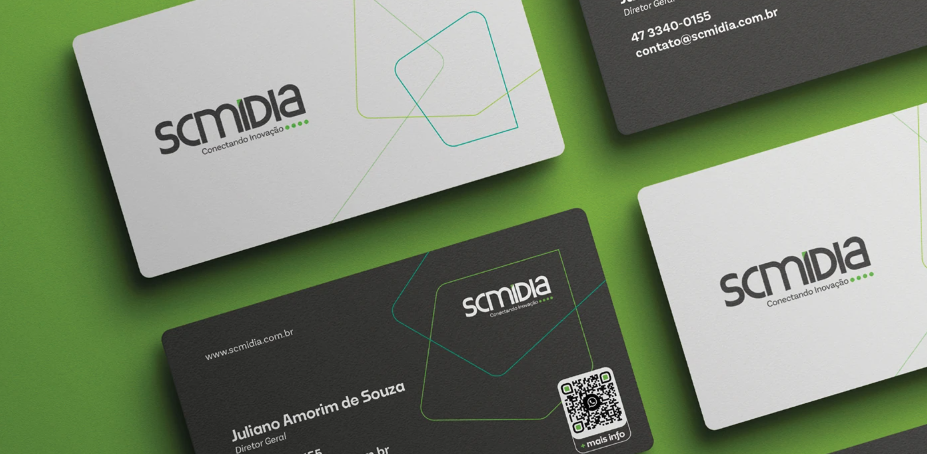 Business cards in light and dark versions with the element system