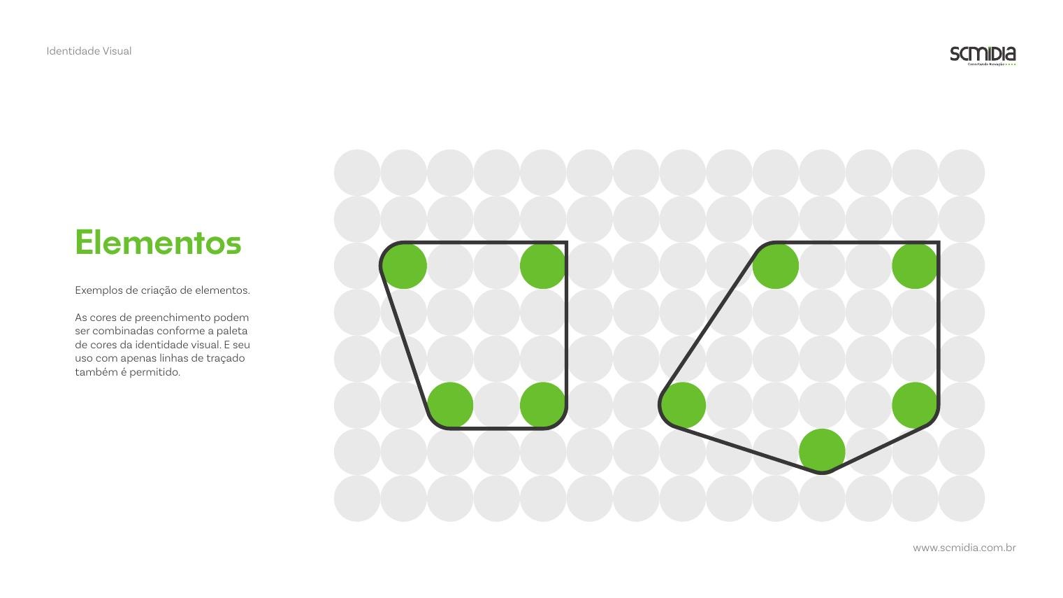 Construction grid with examples of graphic element shapes