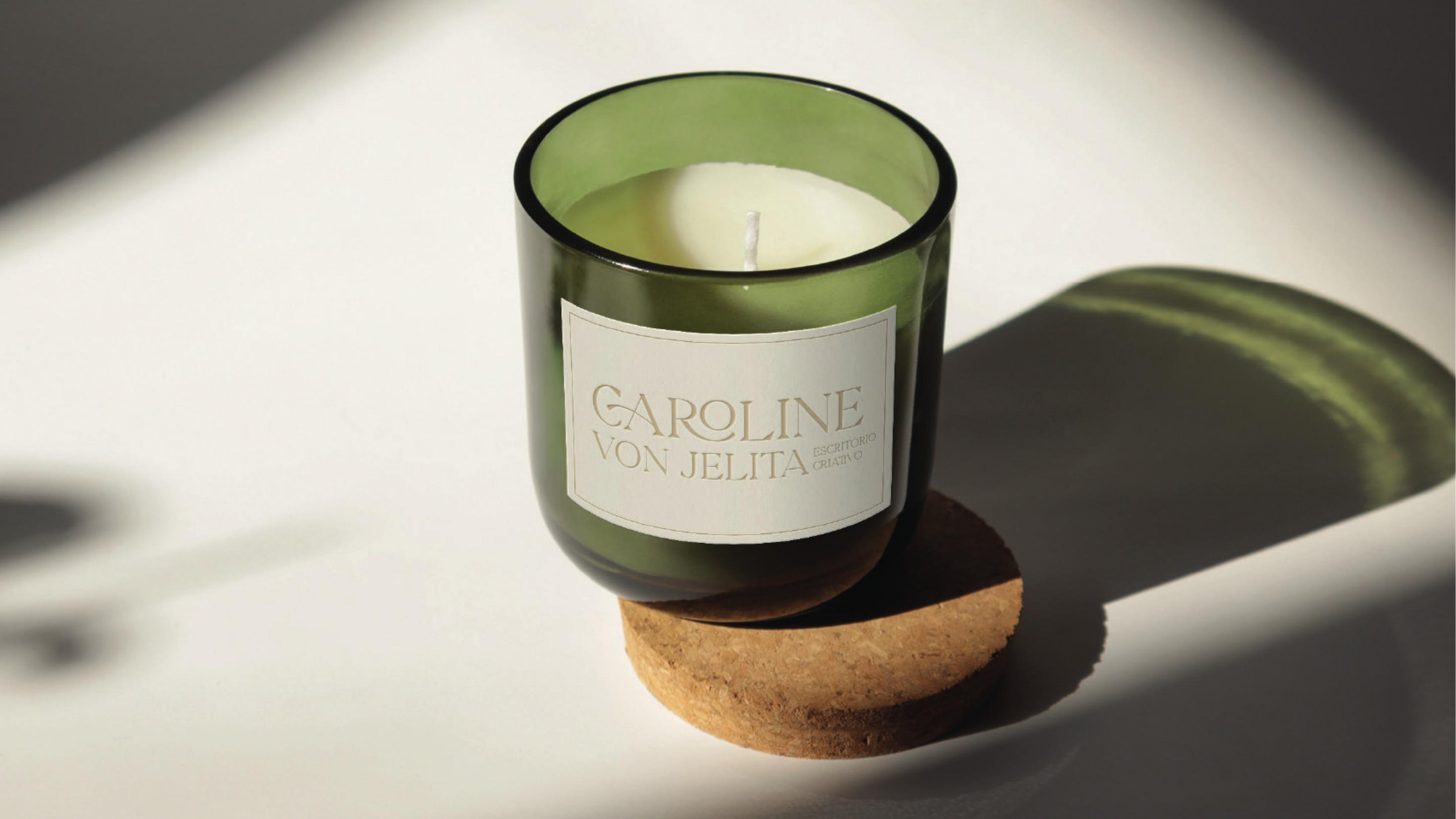 Aromatic candle with the Caroline Von Jelita label