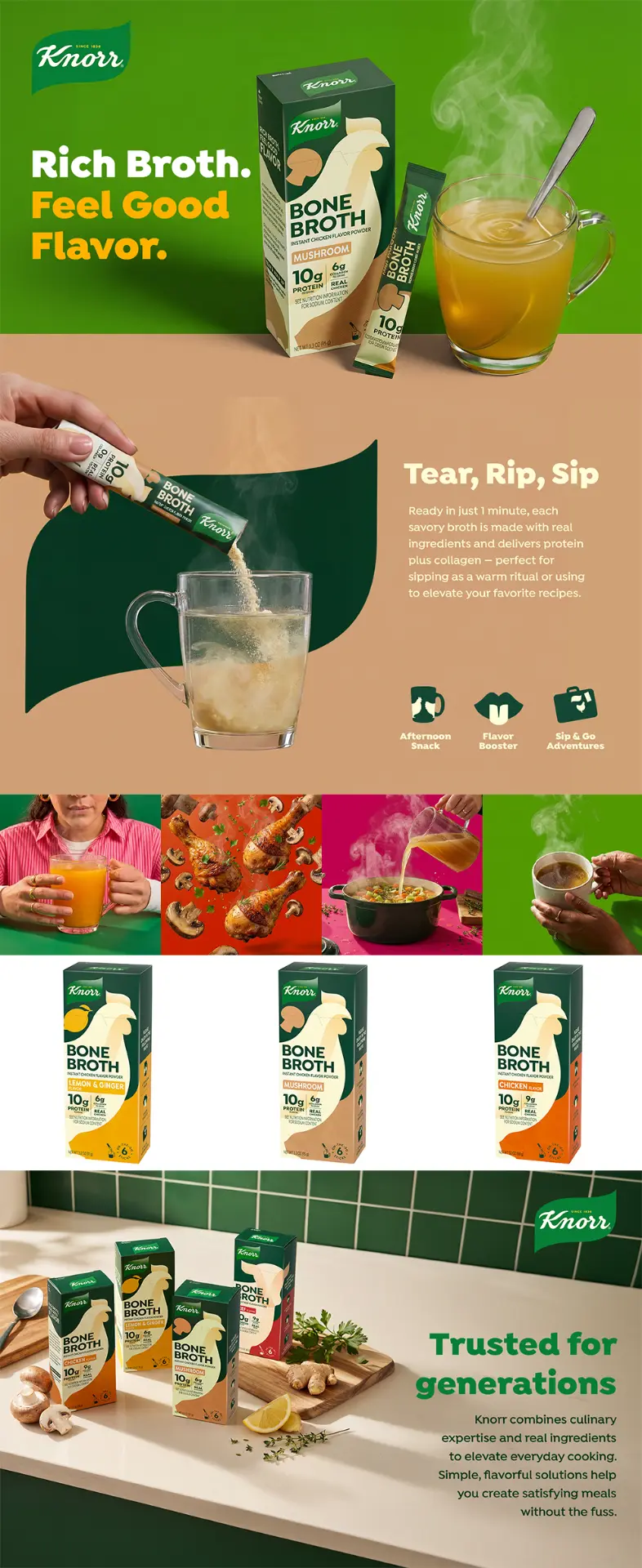 Premium A+ content modules for the Knorr Bone Broth listing