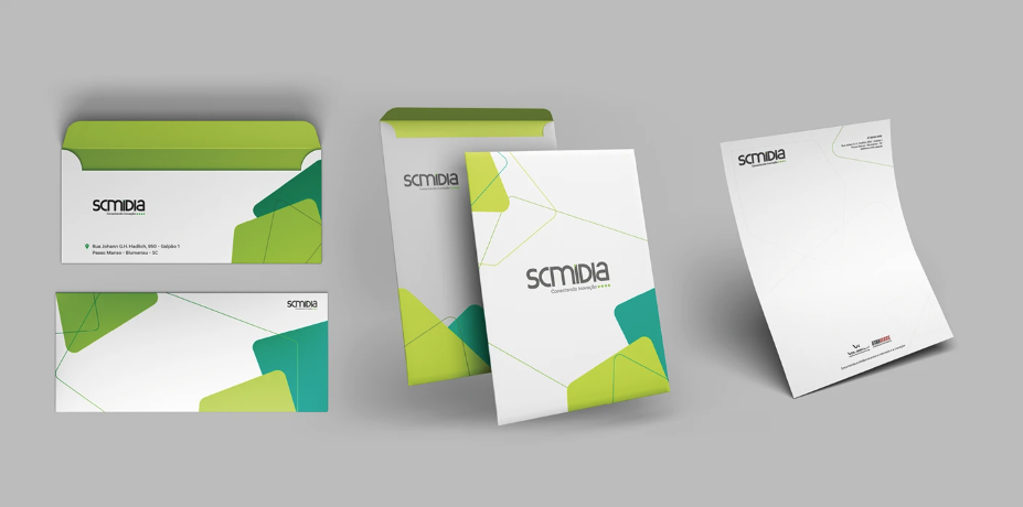 Envelopes and letterhead applying the brand element system