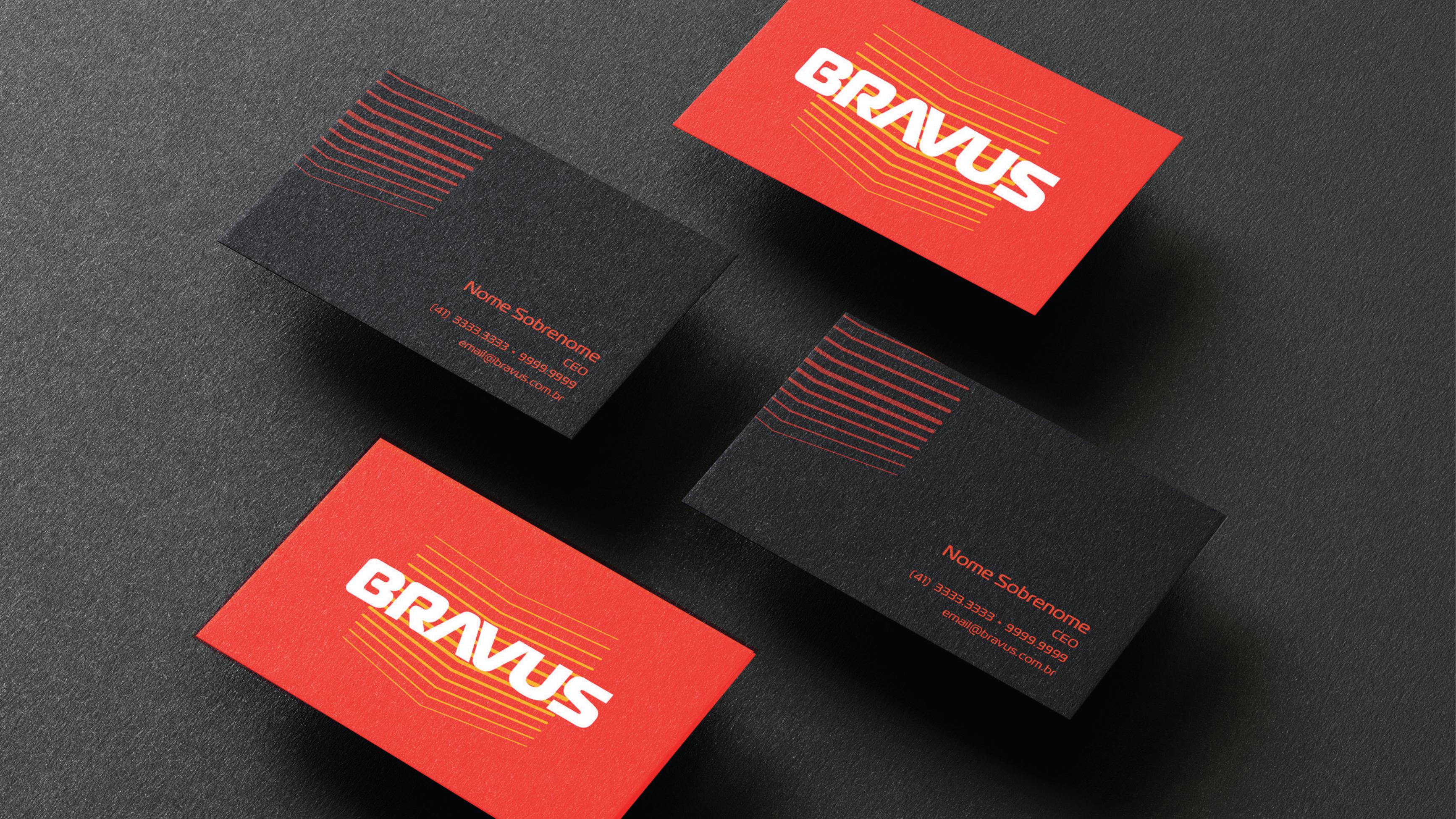 Bravus business cards in red and graphite versions