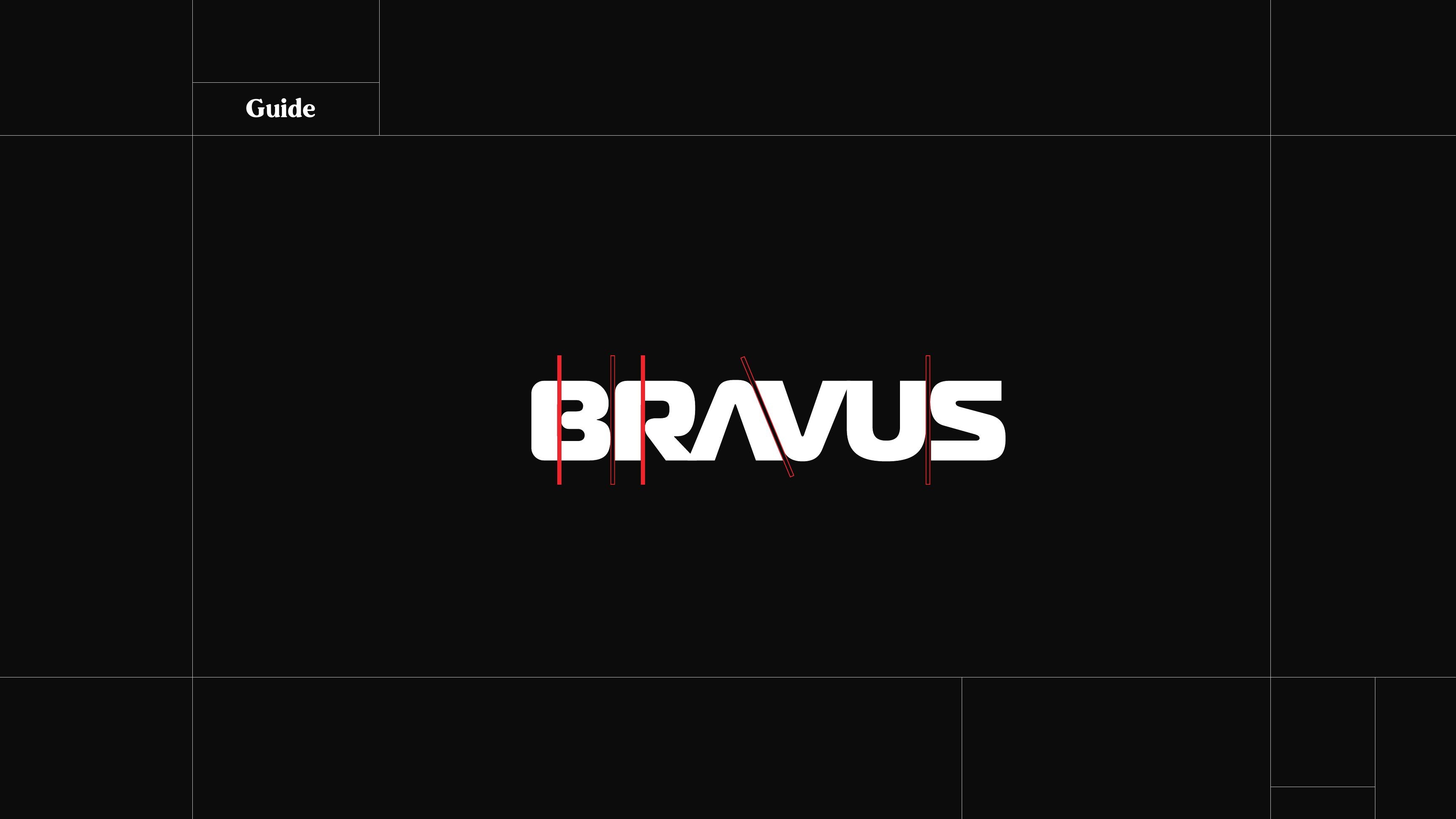 Construction guide for the horizontal Bravus logo
