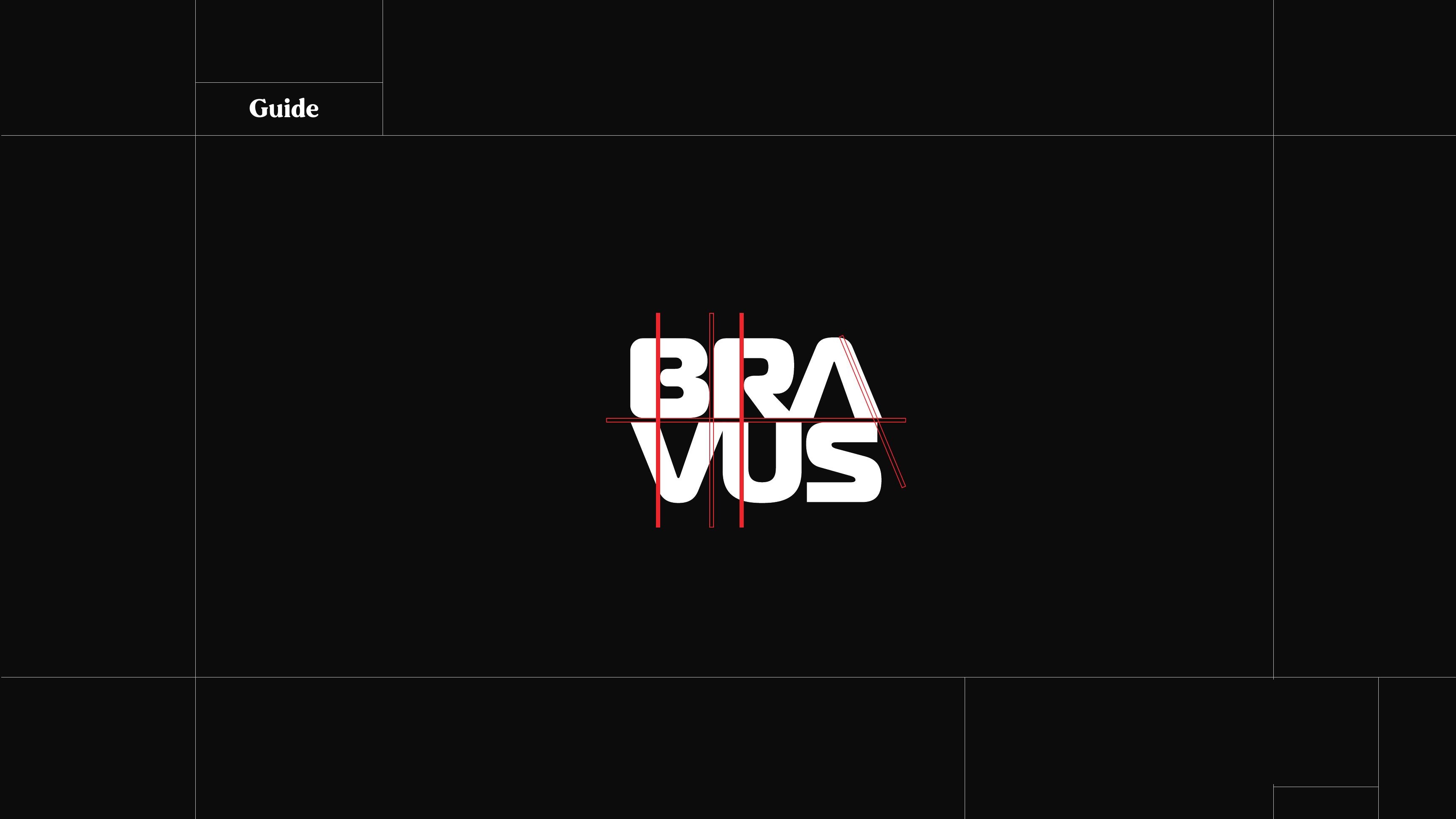 Construction guide for the stacked Bravus logo
