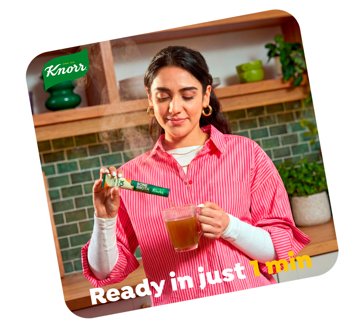 Woman preparing the broth in a kitchen